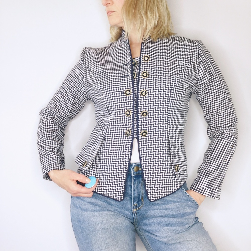 Vintage navy houndstooth band leader jacket - Picture 2 of 13